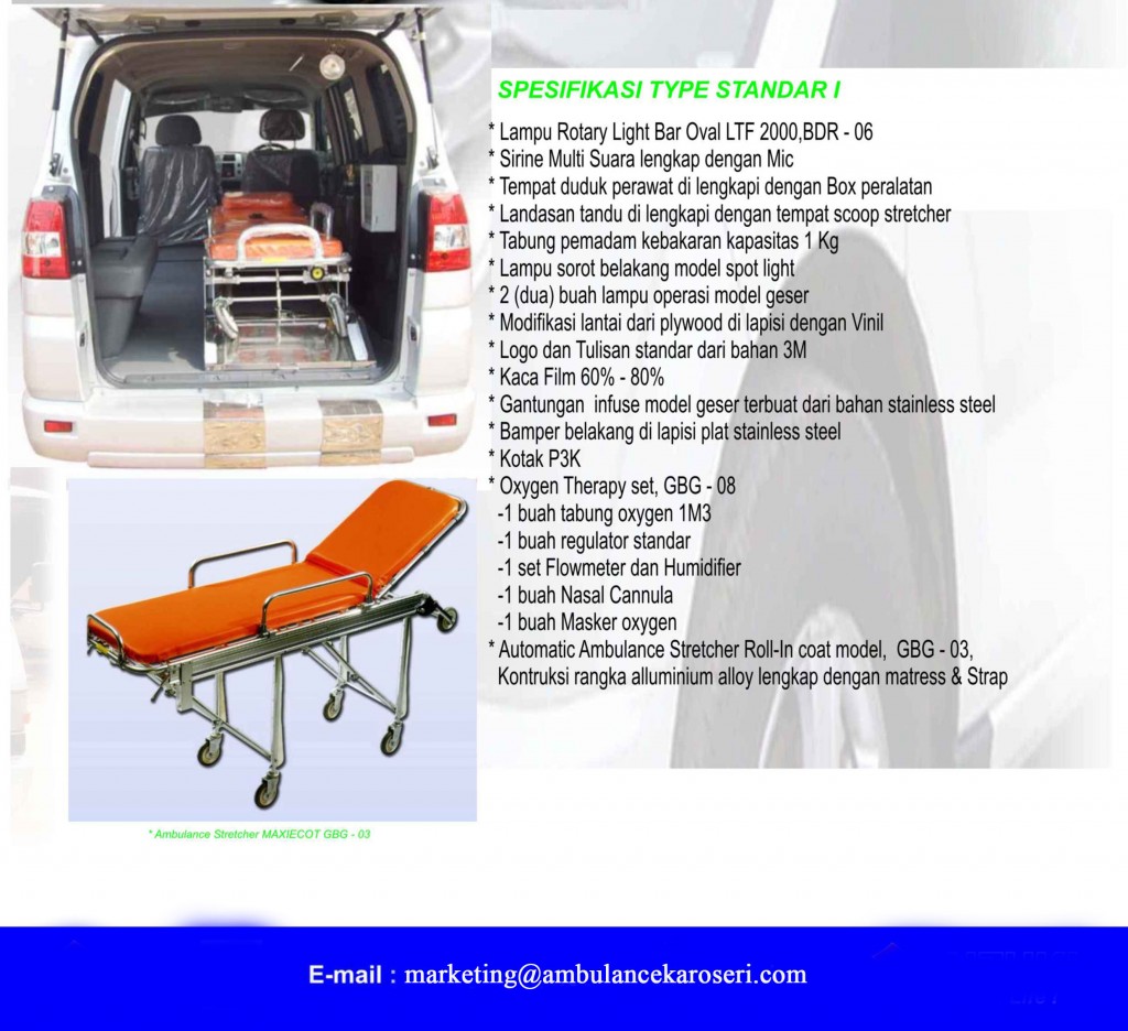 Spesifikasi Ambulance Standart 1 | Karoseri Mobil Ambulance